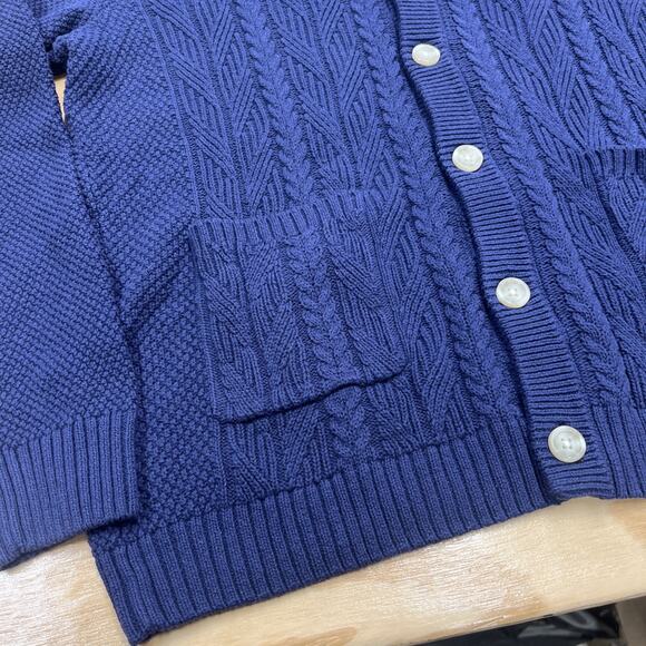 Club Room Cardigan Sweater Shawl Neck Men Size Medium Blue Knit Grandpa Mature - Picture 5 of 11